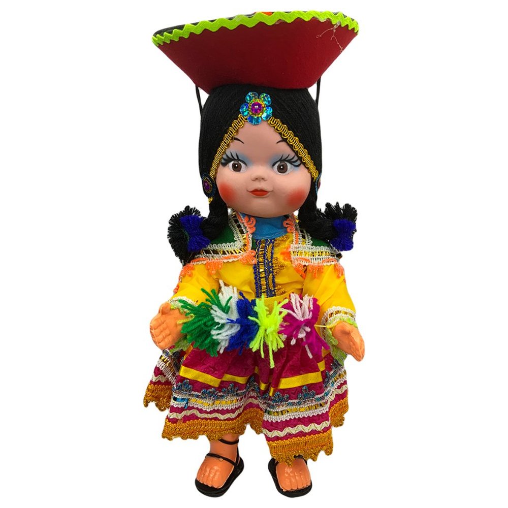 NEW PERU PERUVIAN GIRL DOLL CUTE HANDMADE COSTUME TEXTILE DRESS GIFT DOLLS 14"